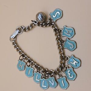 Vintage grannycore varsity charm bracelet,BONUS Claire's sushi charm bracelet